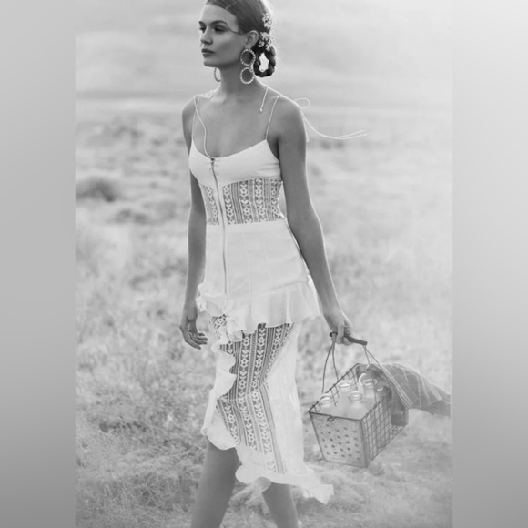 For Love And Lemons LoveBird Mint Green MIDI Lace Dress - Picture 8 of 8